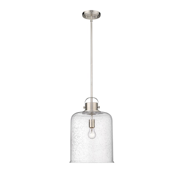Z-Lite Kinsley 1 Light Pendant, Brushed Nickel And Clear Seeded 340P12-BN - main